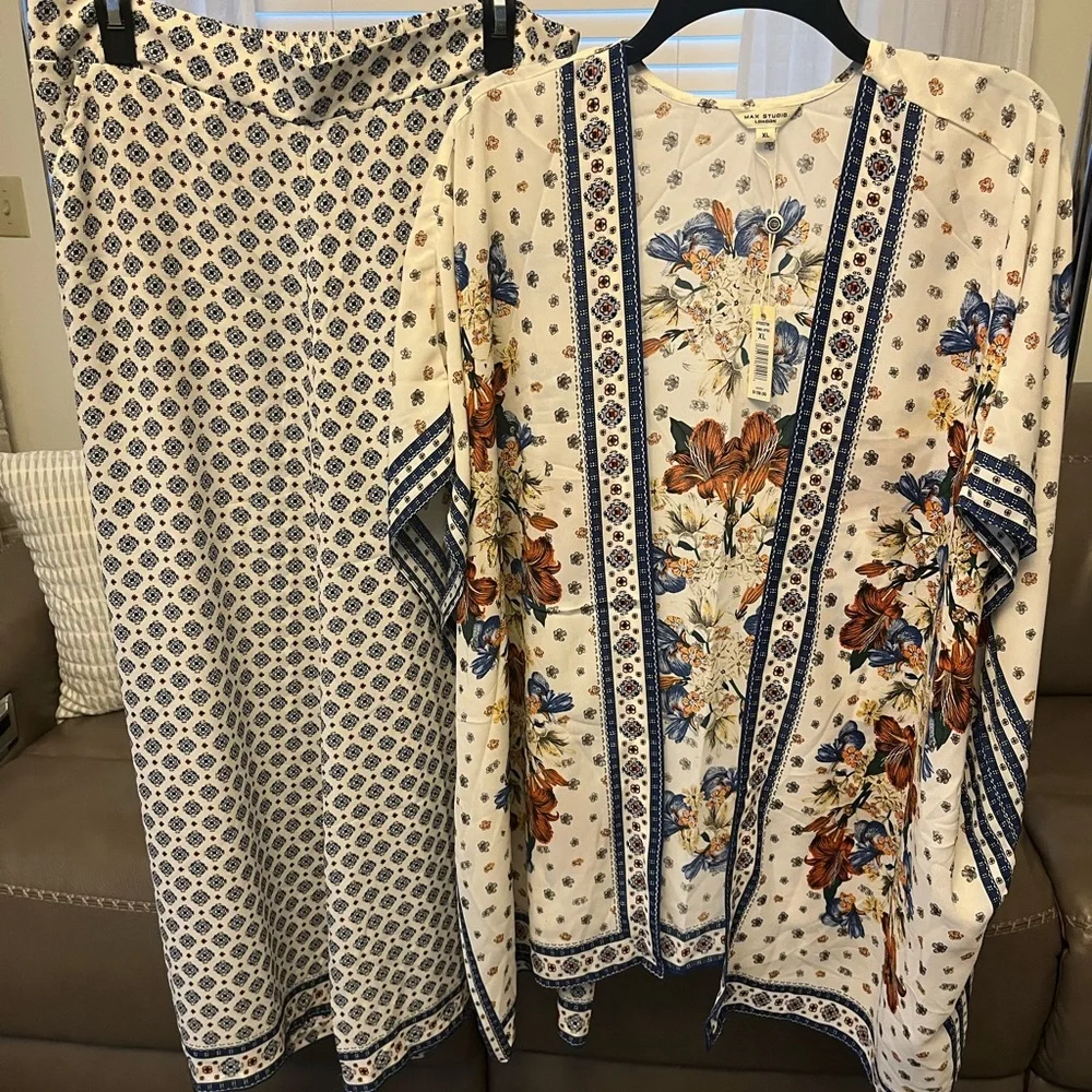 Max Studio Floral Kimono and pant Set - Picture 3 of 5
